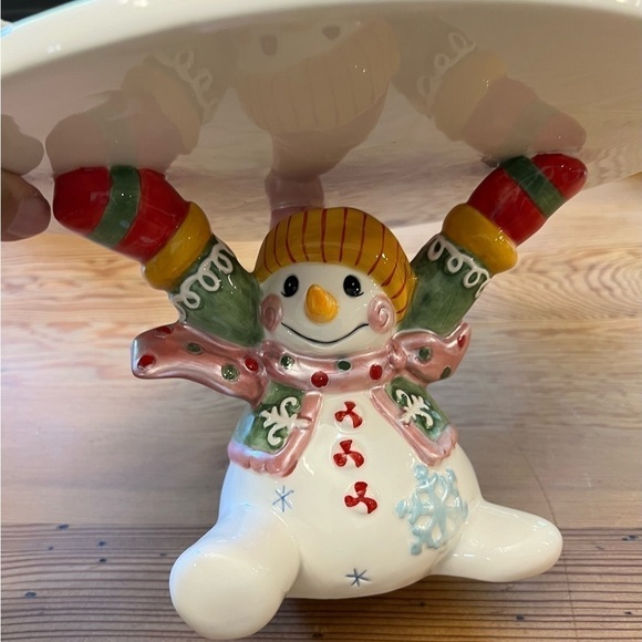 Fitz & Floyd Frosty Friends SnowmanCake Stand - Picture 2 of 8